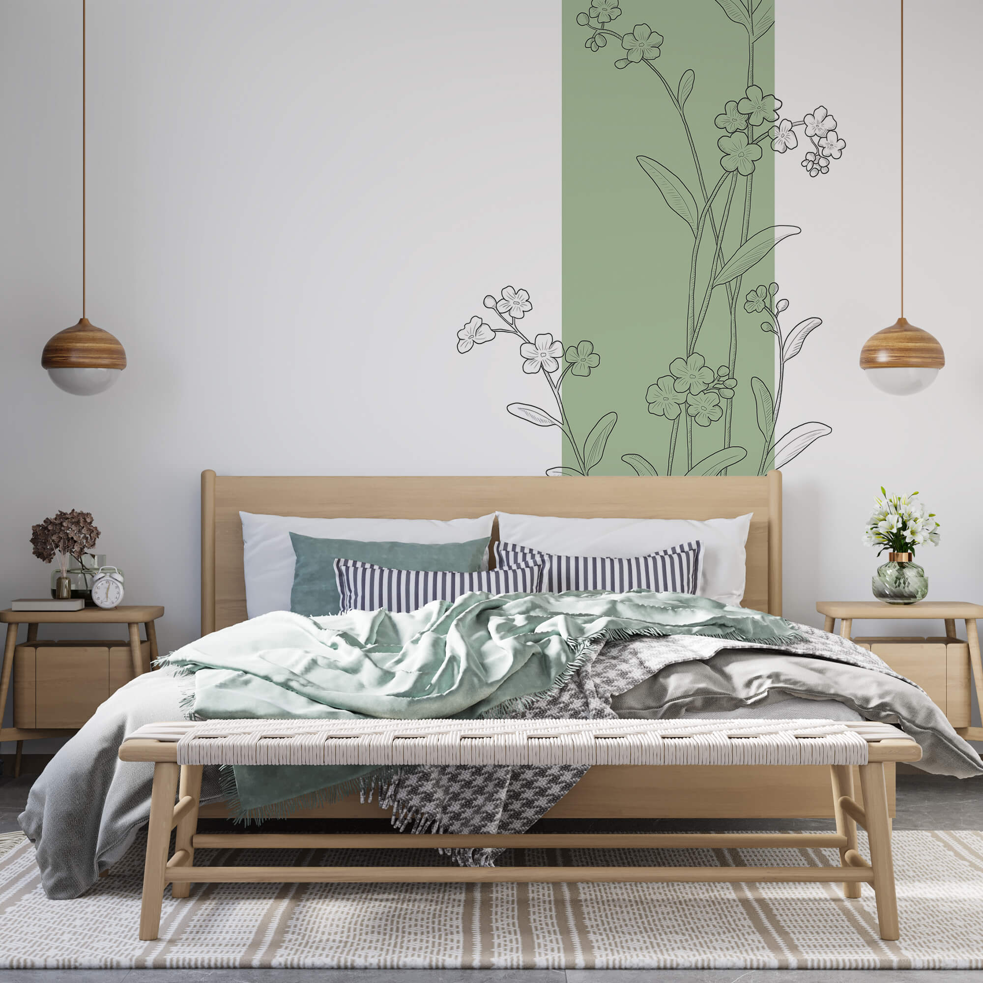 Drawing of flowers and leaves