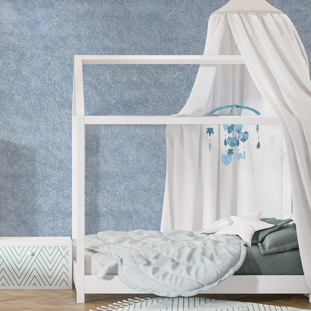 Blue and white speckled surface