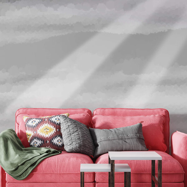 Greyscale image of clouds and sun rays