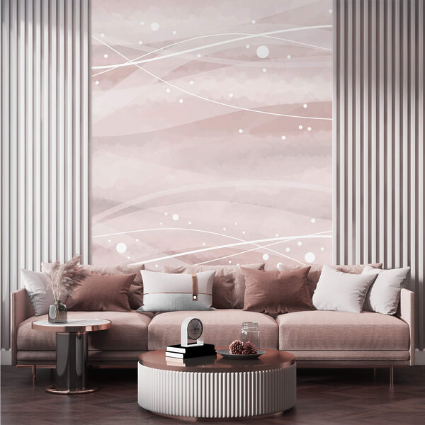 White lines and dots on a pink background White lines and dots on a pink background