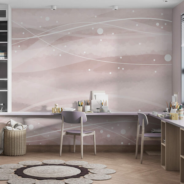 White lines and dots on a pink background White lines and dots on a pink background