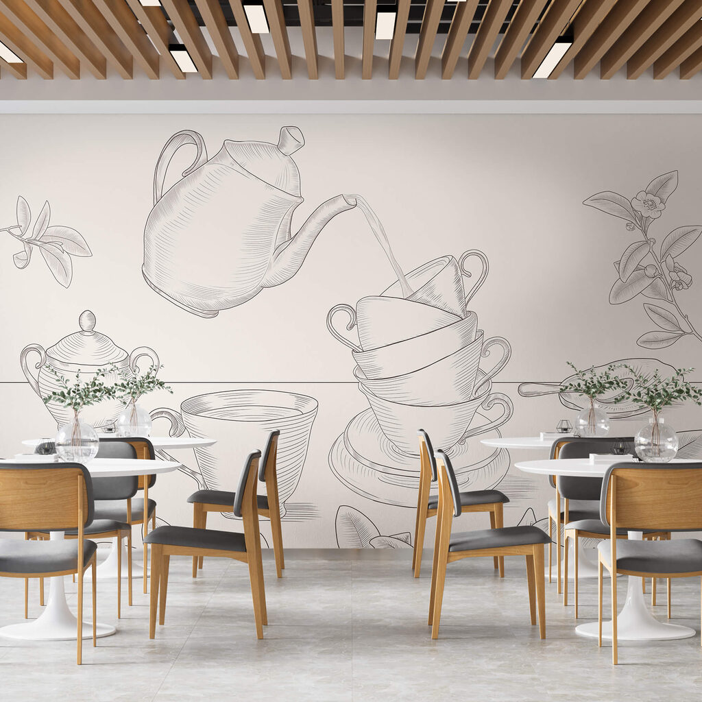 Teapot pouring into a stack of teacups