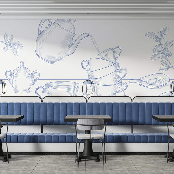 Teapot pouring into a stack of teacups