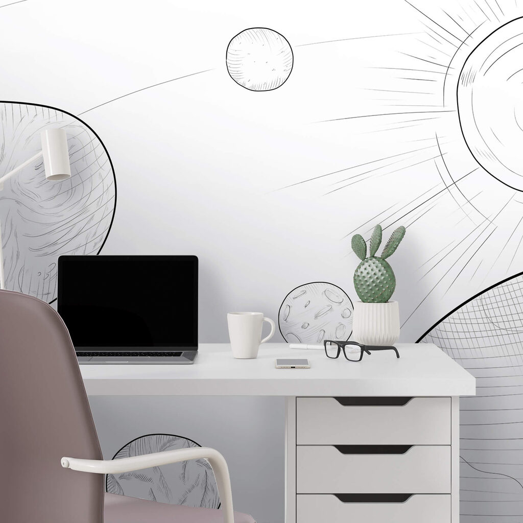 Drawing of planets and sun