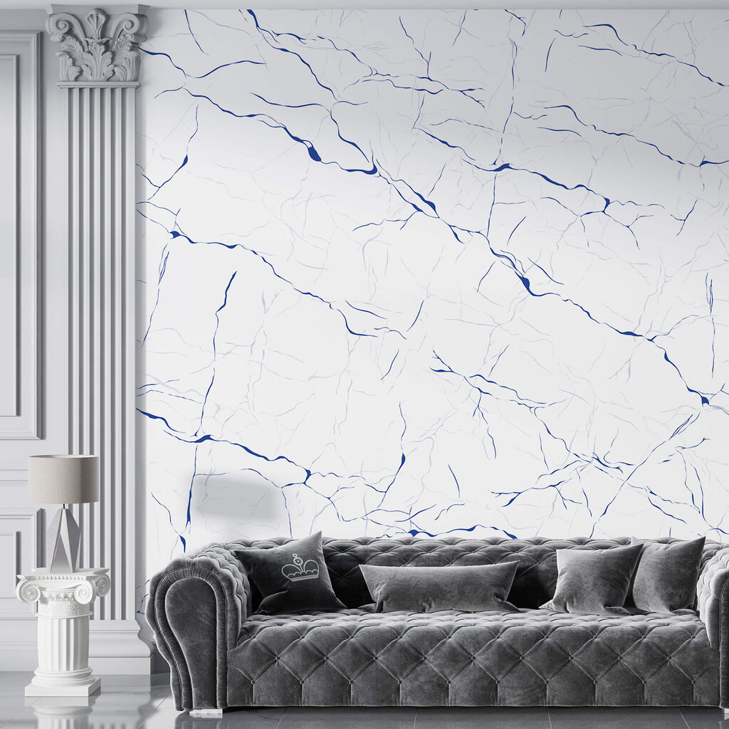 White surface with blue lines