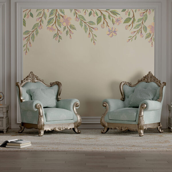 Wall murals Wall murals Delicate blooms frame a soft background (SKU: t00424)