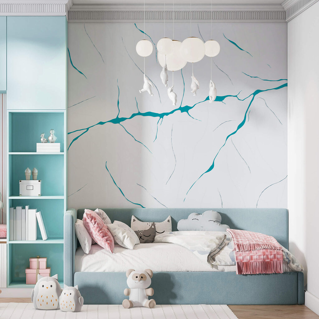 Blue lines on a white surface