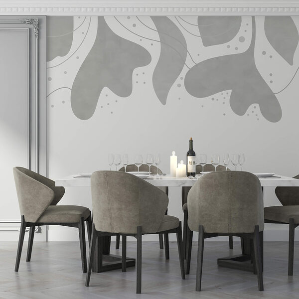 Wall murals Grey and white background with leaves (SKU: t00428v1) Wall murals Wall murals Grey and white background with leaves (SKU: t00428v1)