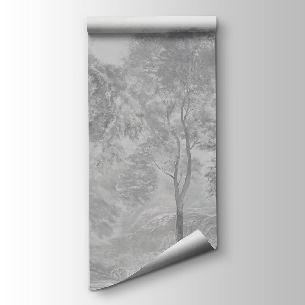 Group of trees in a foggy landscape Group of trees in a foggy landscape