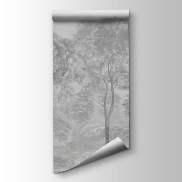 Group of trees in a foggy landscape Group of trees in a foggy landscape