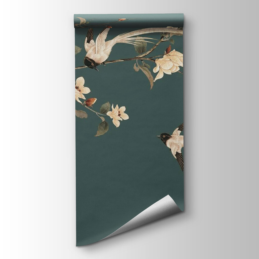 Bird on a branch with flowers Bird on a branch with flowers