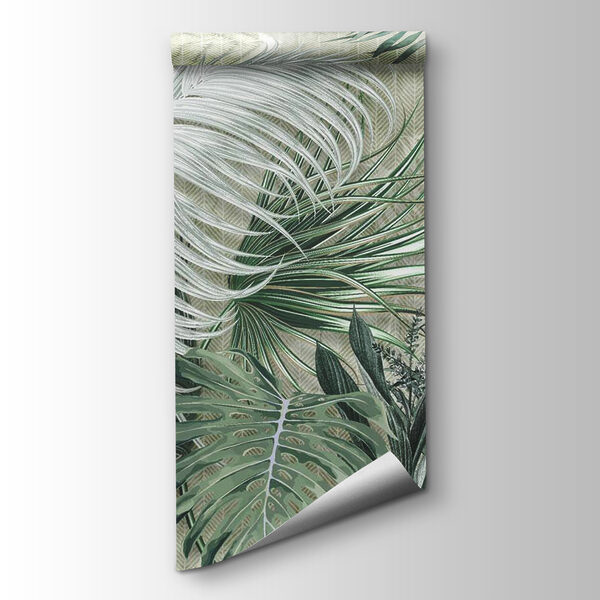 Wallpaper with a pattern of leaves