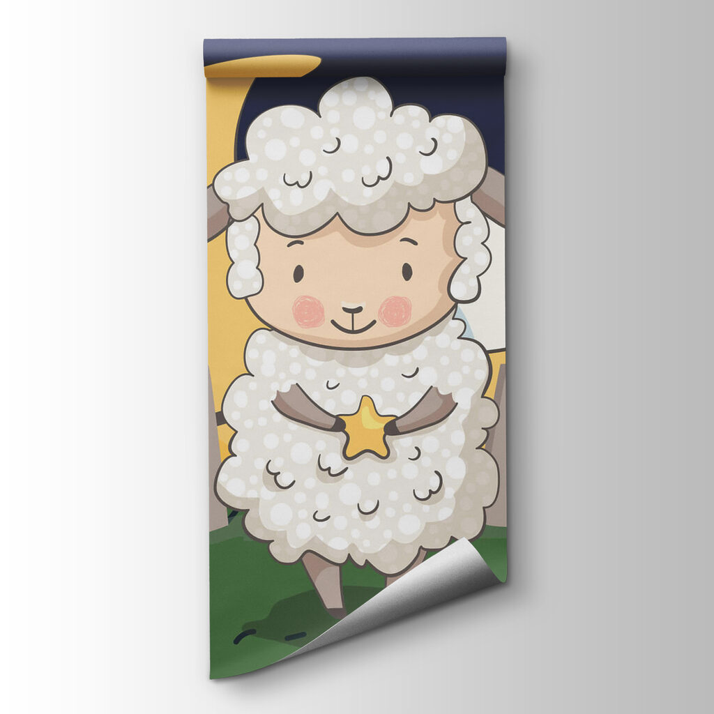 Cartoon of a sheep holding a star