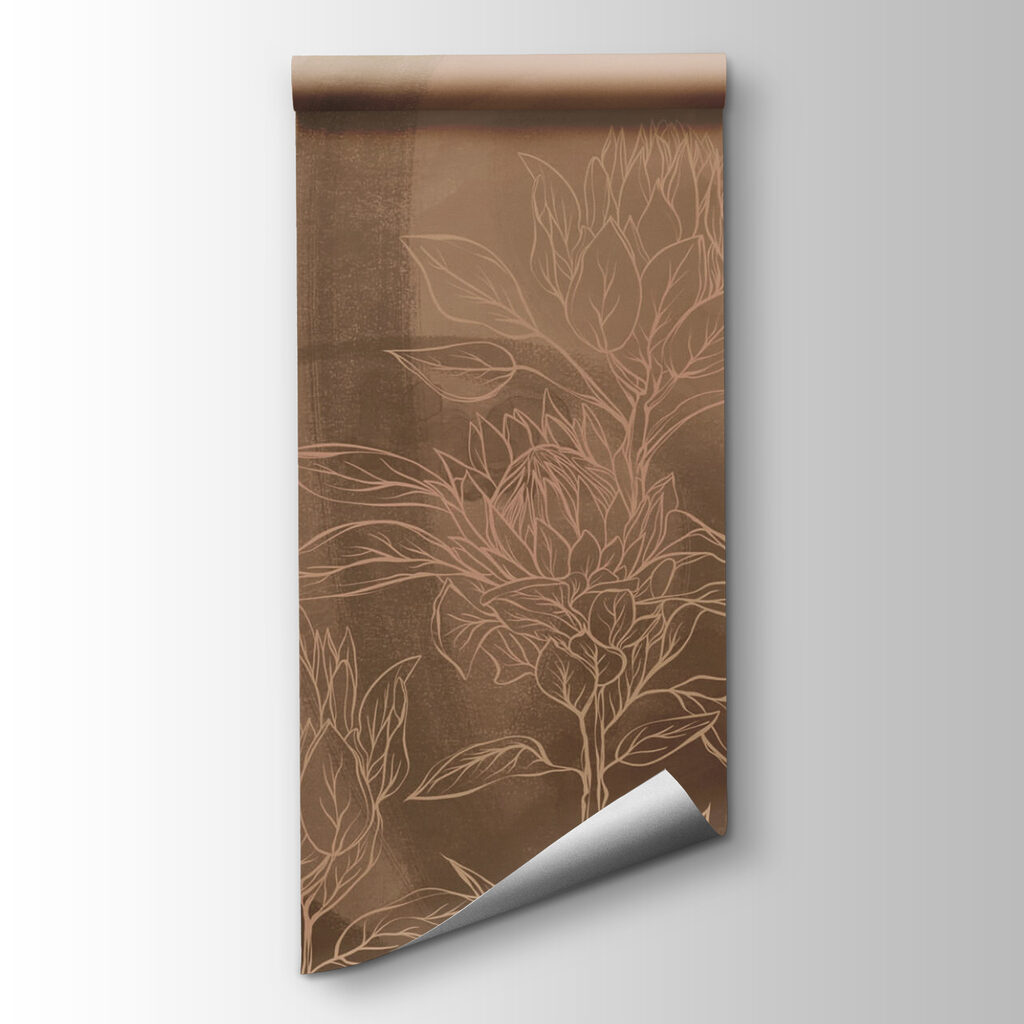 Floral outlines on warm background Floral outlines on warm background