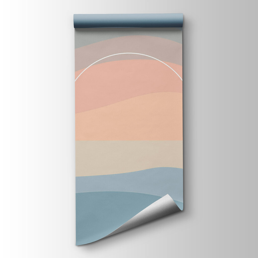 Colorful waves with a white circle in the sky Colorful waves with a white circle in the sky