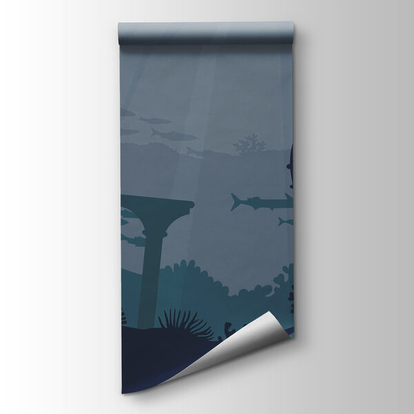 Silhouette of a building and sea plants