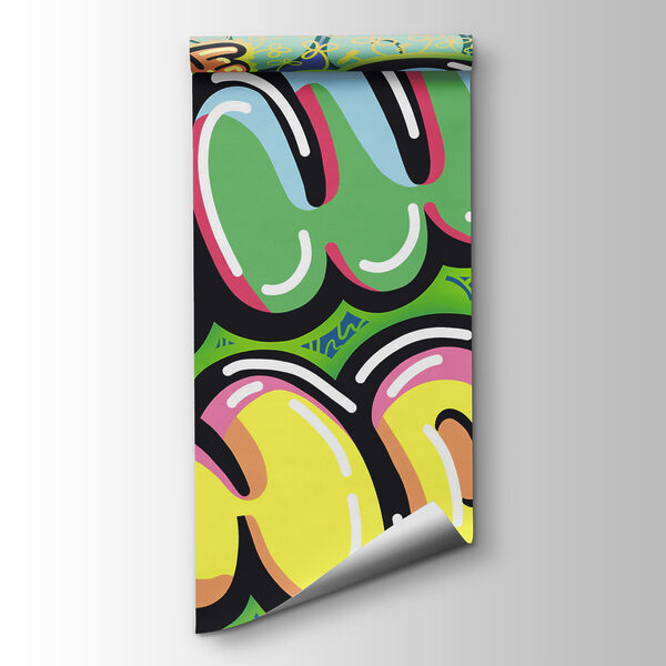 Colorful graffiti on a green background