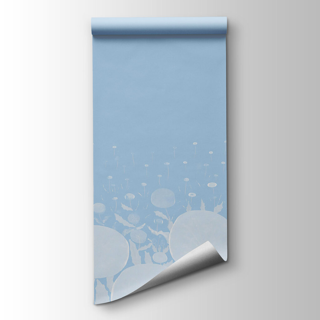 White flowers with leaves and a blue background White flowers with leaves and a blue background