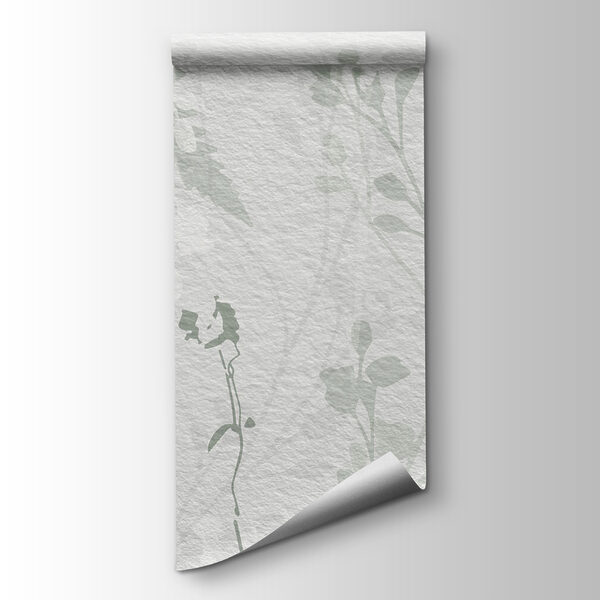 White wall with green leaves White wall with green leaves