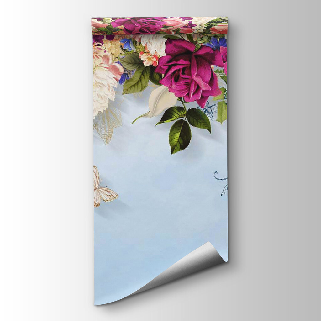 Group of flowers with butterflies