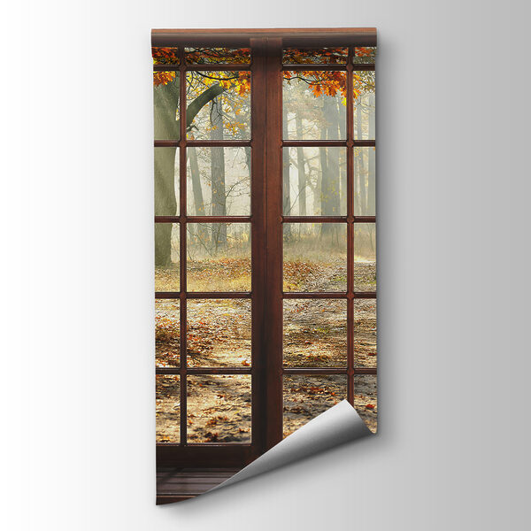 Window with trees and a path through it