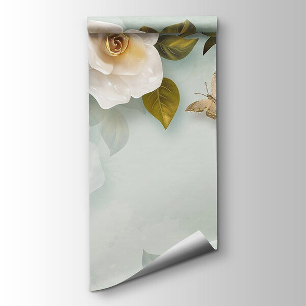 White flowers and a butterfly