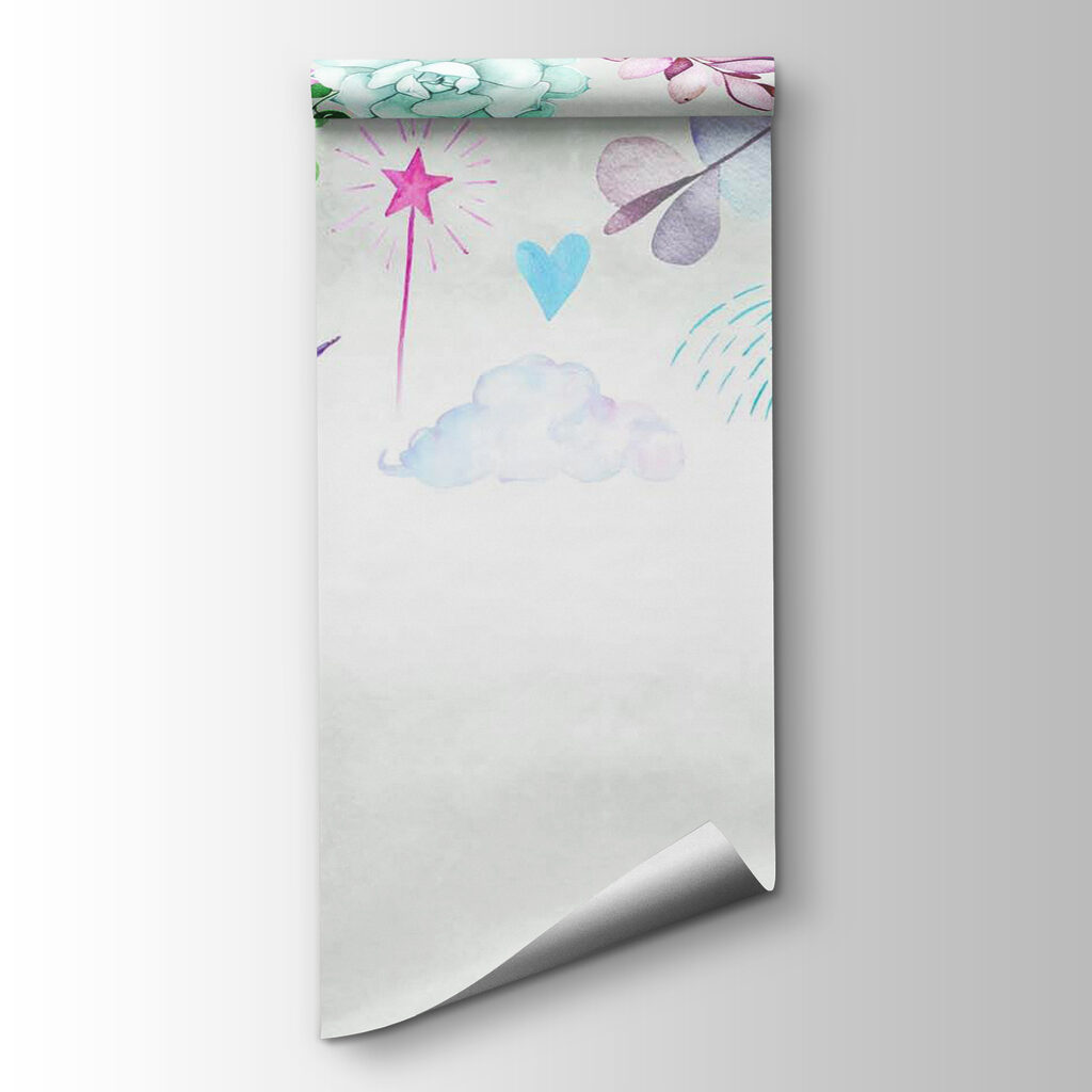 Watercolor unicorns and flowers