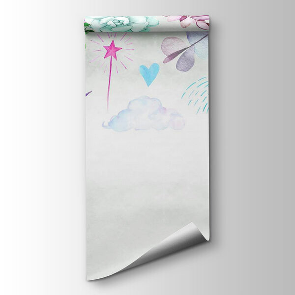 Watercolor unicorns and flowers