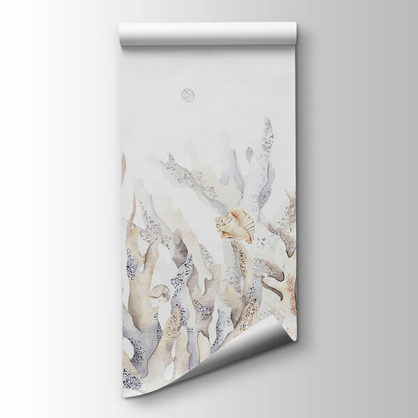 A watercolor of seaweed and shells