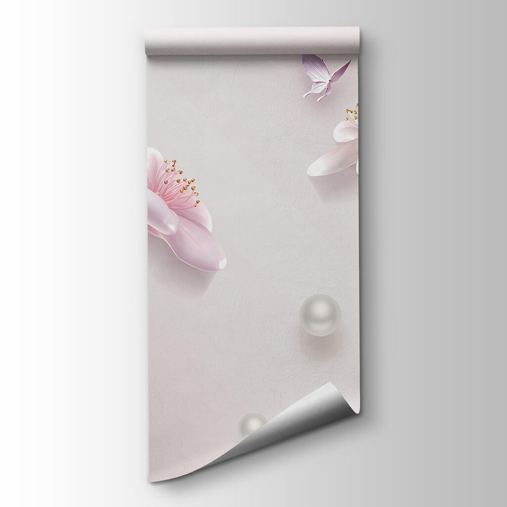 Wallpaper with flowers and butterflies Wallpaper with flowers and butterflies