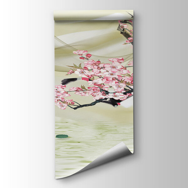 Painting of a branch with pink flowers Painting of a branch with pink flowers