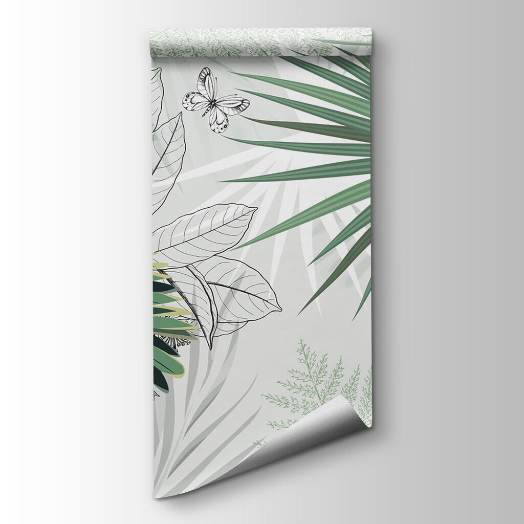 Tropical foliage with delicate butterflies Tropical foliage with delicate butterflies