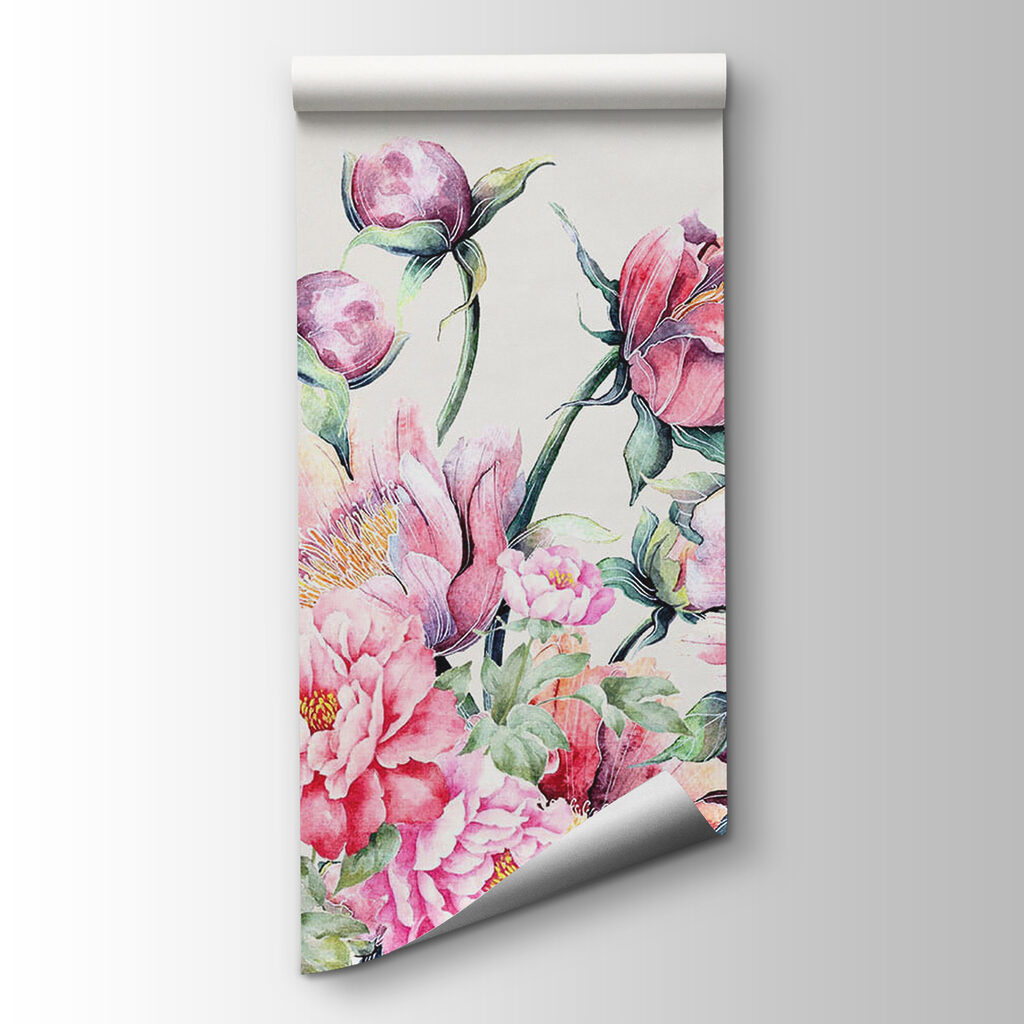 Watercolor painting of flowers and a butterfly