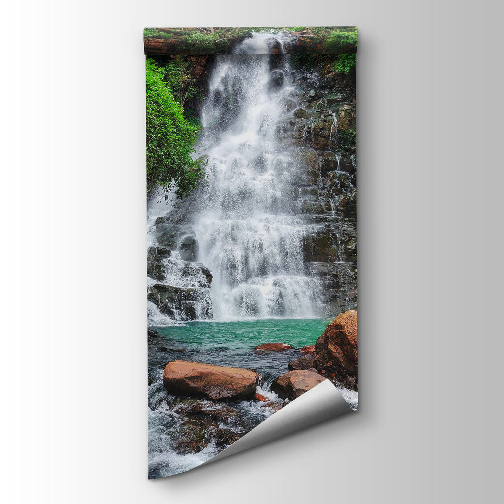 Waterfall with rocks and trees Waterfall with rocks and trees