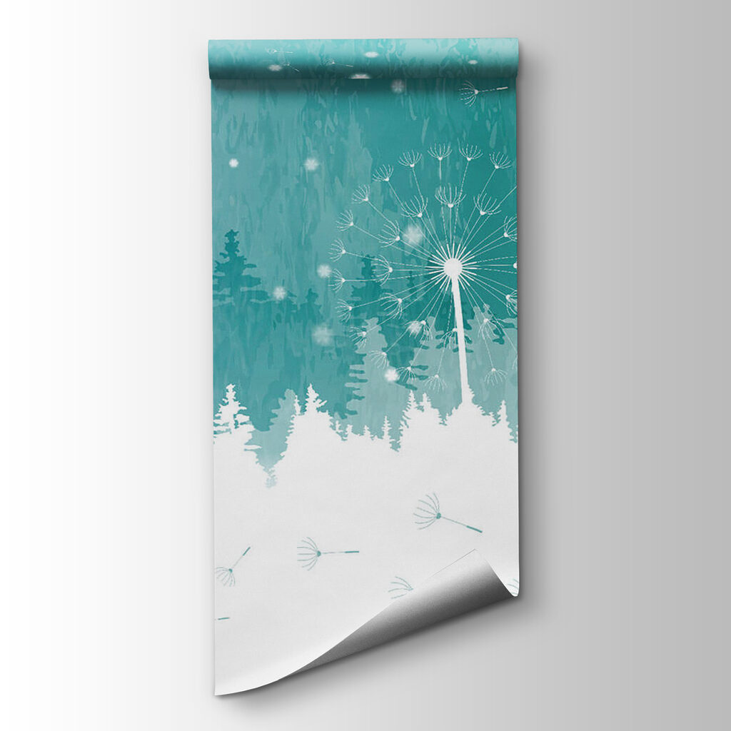 Moon over a snowy forest