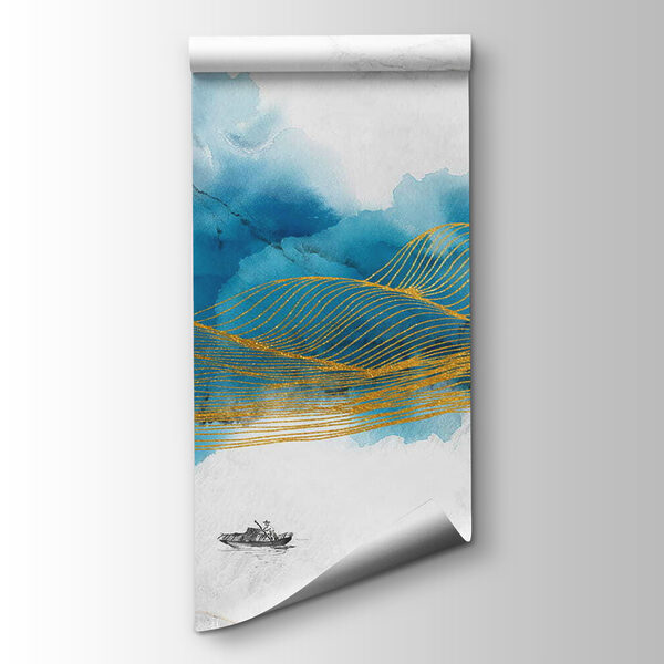 Painting of waves and birds