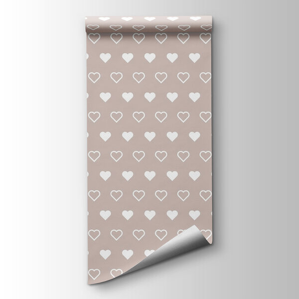 Pattern of hearts on a beige background
