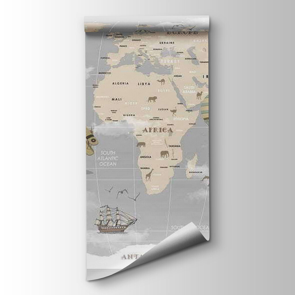 Map of the world with airplanes and hot air balloons Map of the world with airplanes and hot air balloons