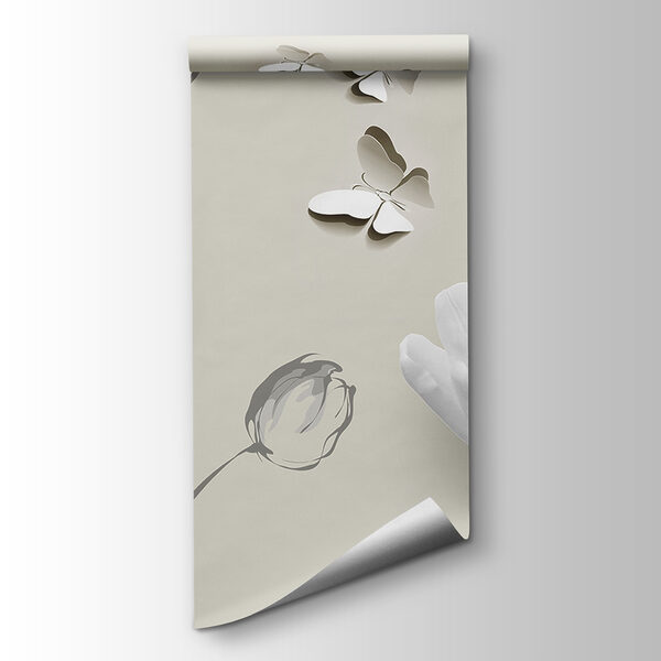 White flowers and butterflies