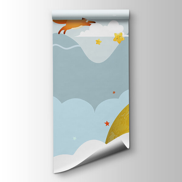 Cartoon of foxes on a moon