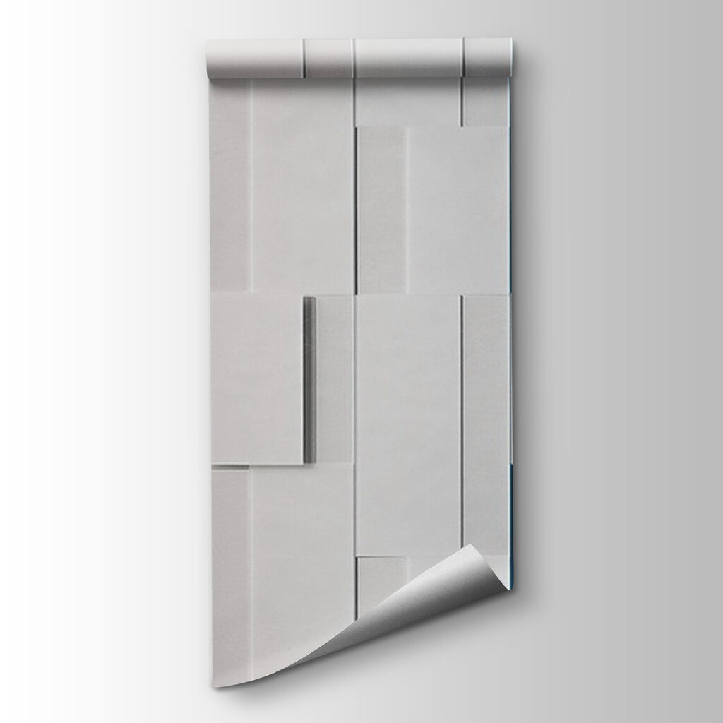 White rectangular object with blue lines