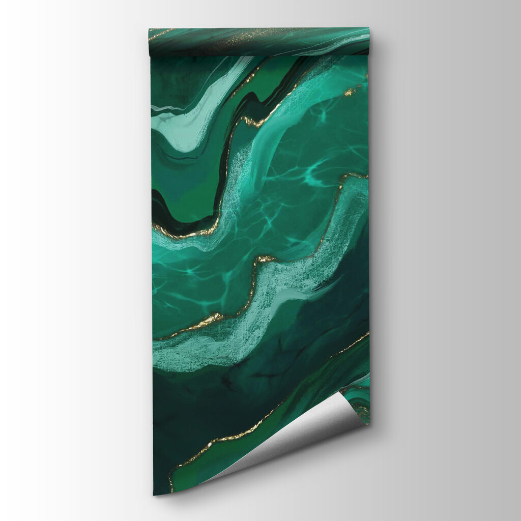 Abstract waves in shades of teal