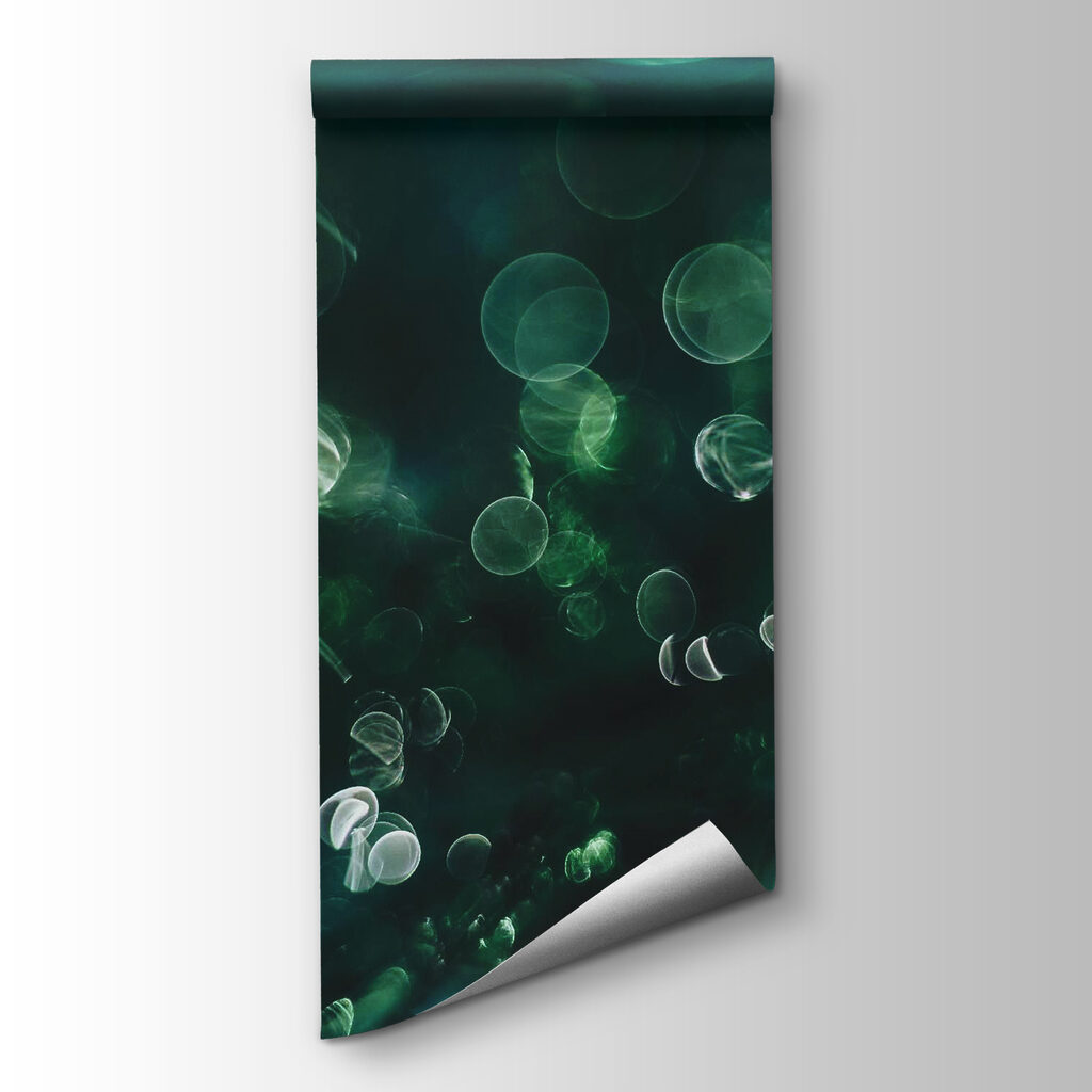 Blurry image of green and white circles