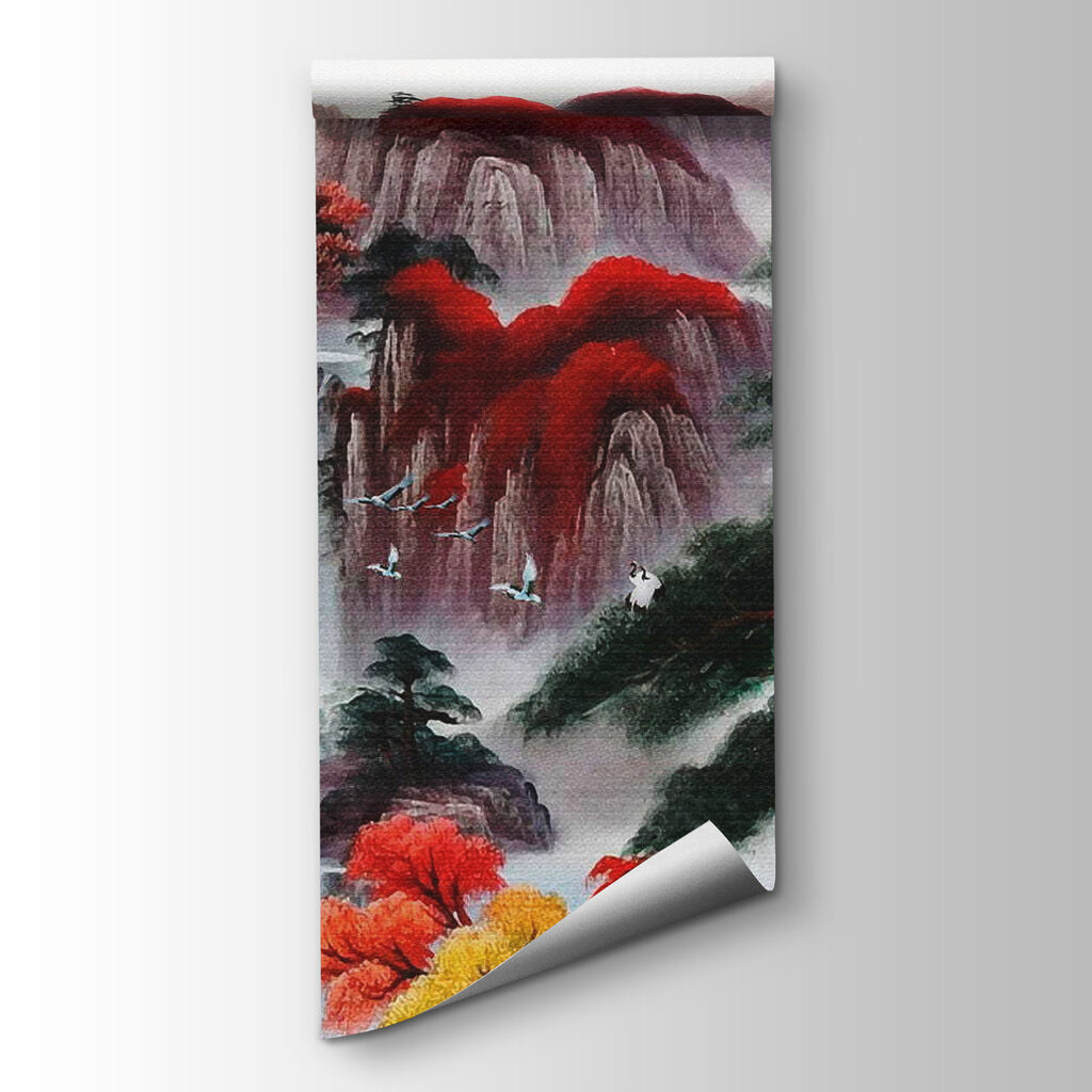 Painting of a waterfall and trees Painting of a waterfall and trees