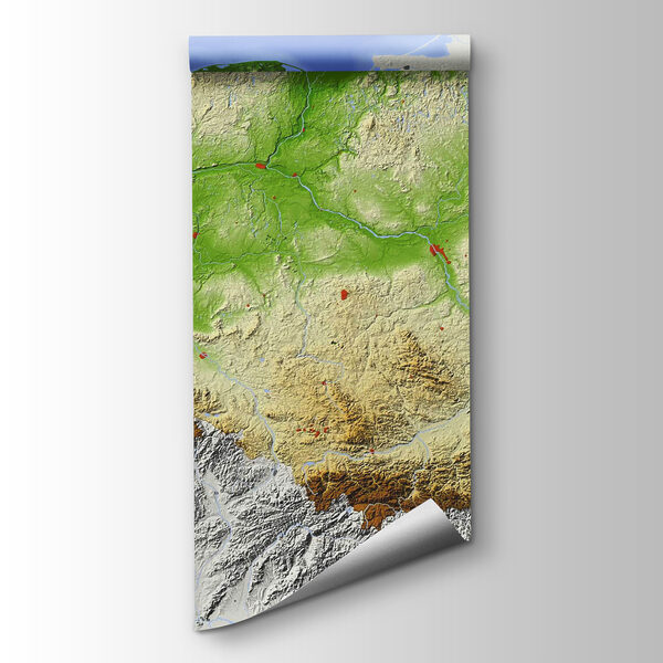 Map of poland with land and water