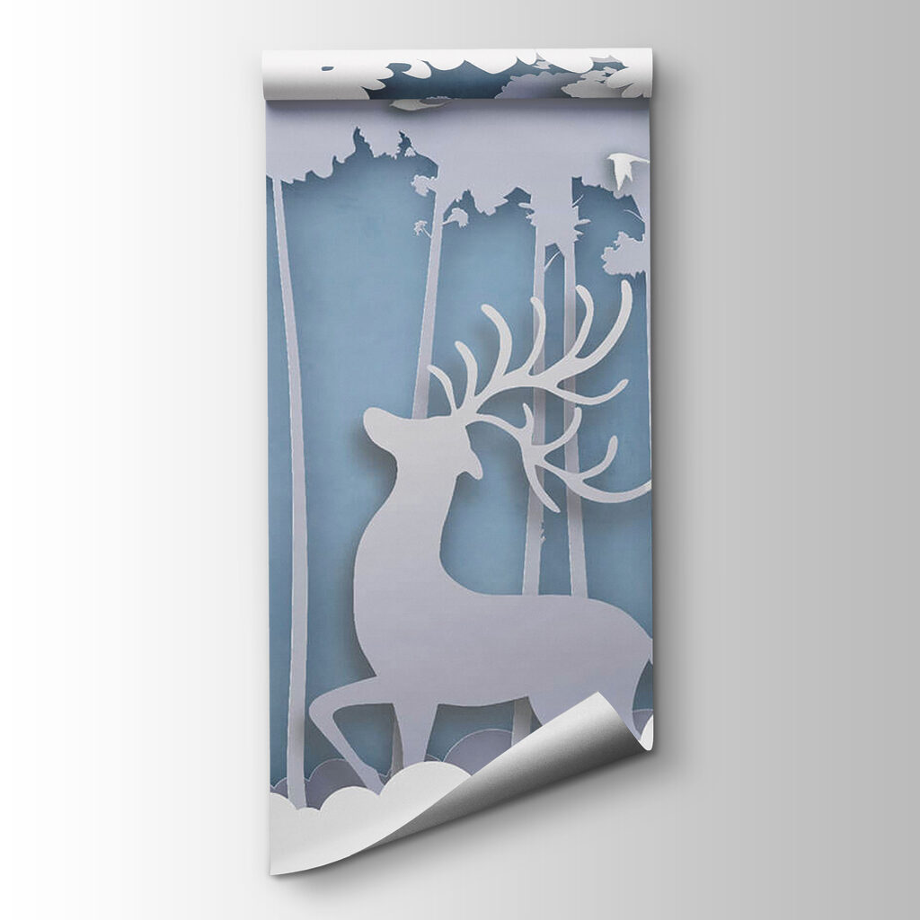 Paper cut out of a deer in a forest