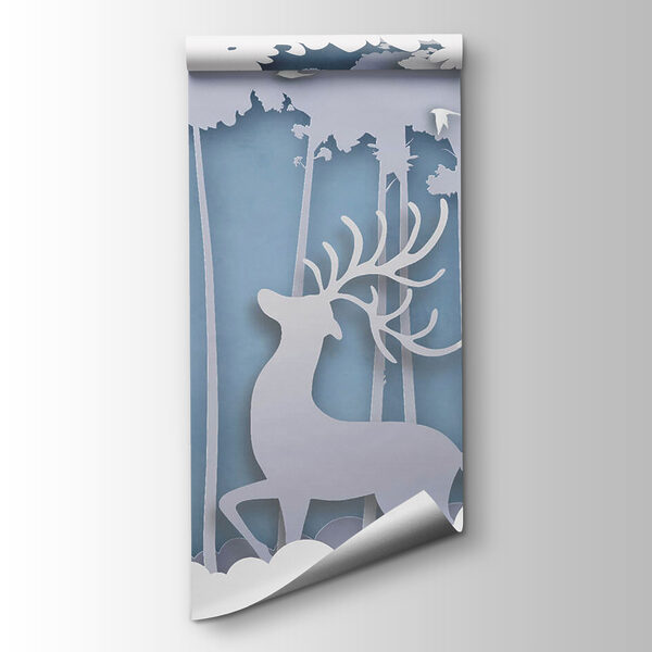 Paper cut out of a deer in a forest