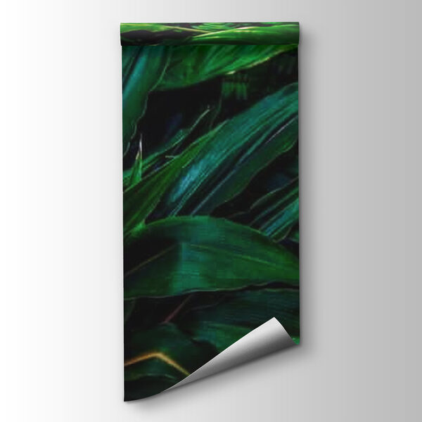 Lush tropical leaves in vibrant green