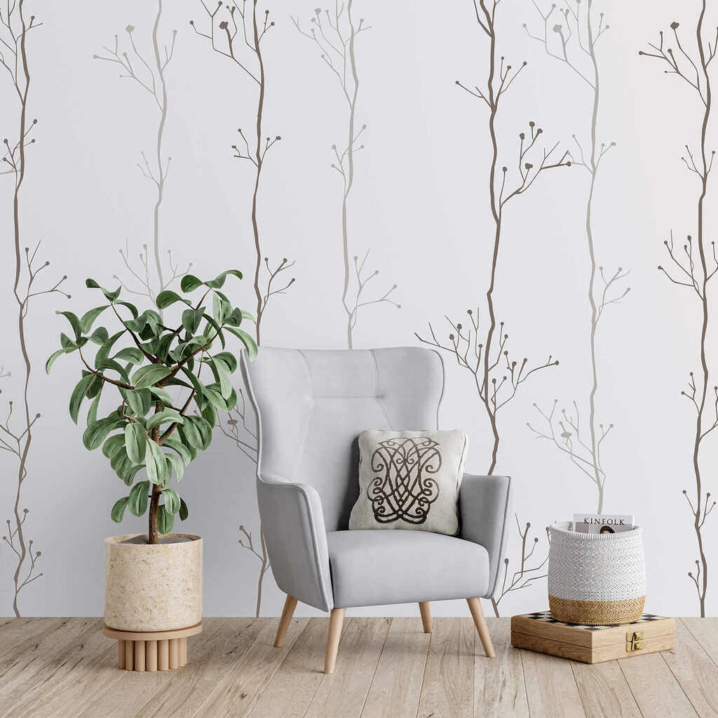 Pattern of branches on a white background