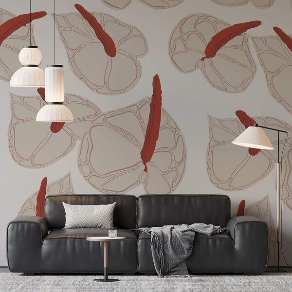 Wall murals Pattern of flowers on a white background (SKU: t00406) Wall murals Wall murals Pattern of flowers on a white background (SKU: t00406)